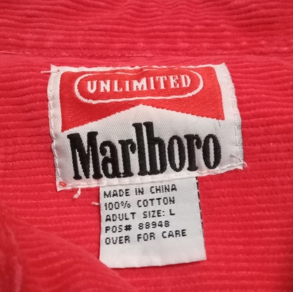 Marlboro Unlimited Men's Corduroy Vintage Quarter-Zip Top - Red Large - Picture 4 of 6